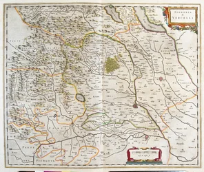 Piemont, Itália, em "Theatrum Orbis Terrarum, sive Atlas Novus" de Willem Blaeu, Amesterdão