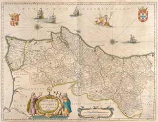 Portugal e o Algarve, em "Theatrum Orbis Terrarum, sive Atlas Novus" de Willem Blaeu, Amesterdão