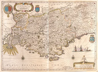 Provença, em "Theatrum Orbis Terrarum, sive Atlas Novus" de Willem Blaeu, Amesterdão