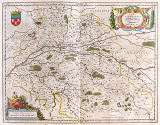 Vale do rio Loire com cidade (Bloise, Amboise) - touraine, em "Theatrum Orbis Terrarum, sive Atlas Novus" de Willem Blaeu, Amesterdão