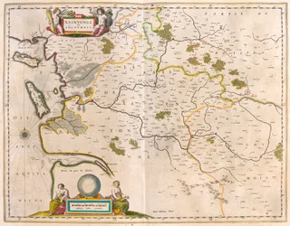 Saintonge e Angoumois, Charente-Maritime, em "Theatrum Orbis Terrarum, sive Atlas Novus" de Willem Blaeu, Amesterdão