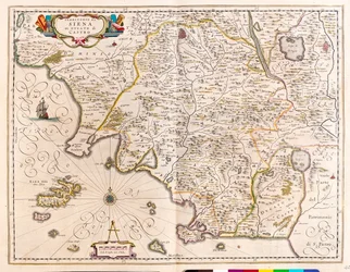 Siena, Lácio, Itália, em "Theatrum Orbis Terrarum, sive Atlas Novus" de Willem Blaeu, Amesterdão