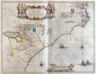 Sudeste, em "Theatrum Orbis Terrarum, sive Atlas Novus" de Willem Blaeu, Amesterdão