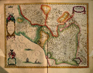 Estado de Lucca, Itália, da Regionum Italiae de Willem Blaeu
