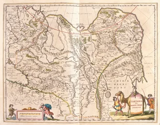 Tartária e parte setentrional da China e da Coreia, em "Theatrum Orbis Terrarum, sive Atlas Novus" de Willem Blaeu, Amesterdão