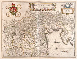 Território de Veneto e Terviso, Itália, em "Theatrum Orbis Terrarum, sive Atlas Novus" de Willem Blaeu, Amesterdão
