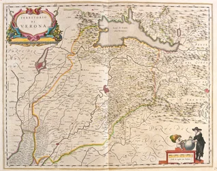 Verona, Itália, em "Theatrum Orbis Terrarum, sive Atlas Novus" de Willem Blaeu, Amesterdão
