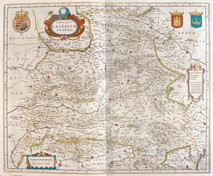 Saragoça, Valência, Alicante, Cartagena, Madrid, Córdova, Sevilha, Salamanca, Palência, Segóvia, Toledo, Cuenca, Granada, em "Theatrum Orbis Terrarum, sive Atlas Novus" de Willem Blaeu, Amesterdão