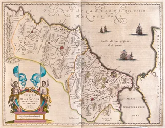 Noroeste de África e Marrocos, em "Theatrum Orbis Terrarum, sive Atlas Novus" de Willem Blaeu, Amesterdão
