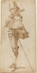 Cavalier de pé vestindo uma espada