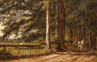 Horsecart em uma pista do país, século XIX
