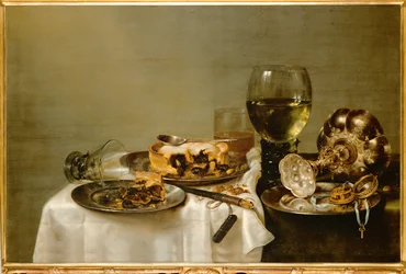 Mesa de pequeno-almoço com espinheiro (pintura sobre madeira)
