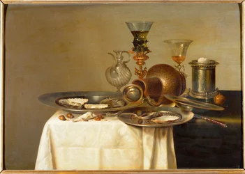 Taças e ostras (óleo sobre madeira de carvalho)