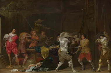 Soldados brigando por espólio em um celeiro, c.1623