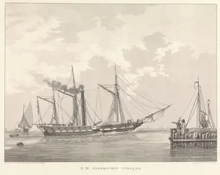 Vaporizador de radar num cais
Z.M. steamer Curaçao (título sobre o objecto)