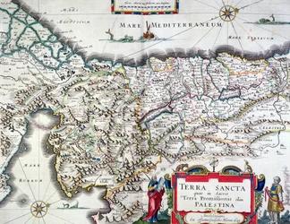 Mapa da Terra Santa, publicado em Amsterdã, 1629 (gravura colorida)