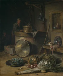 Interior de camponês com mulher junto a um poço, c.1642-43 (óleo sobre painel)