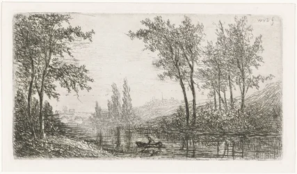 Paisagem fluvial com barco