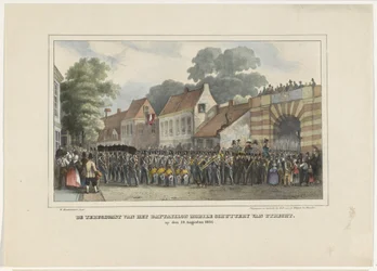 O regresso do Bataillon Mobile Schuttery de Utrecht, em 19 de Agosto de 1834 (título sobre o objecto)