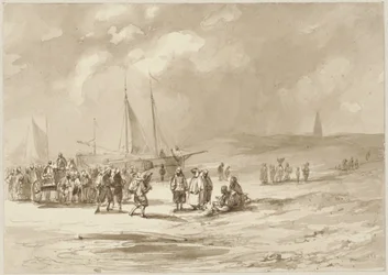Praia com pescadores