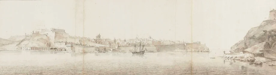 Vista de Valletta na ilha de Malta, vista de Senglea