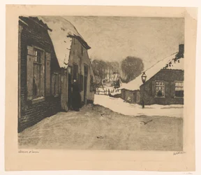 Casas cobertas de neve em Ede