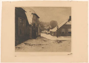 Casas cobertas de neve em Ede
