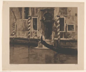 Gôndola no Grand Canal em Veneza Casa Patrícia em Veneza (título no objeto)