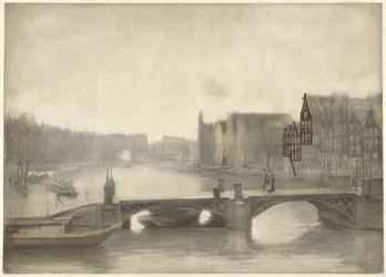 Vista do Binnen-Amstel na neblina