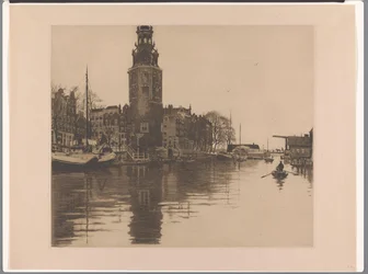 Vista da Montelbaanstoren em Amesterdão
Oude Schans com Montelbaanstoren e barco a remos (título original)