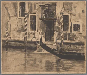 A gôndola chega no Canale Grande, Veneza