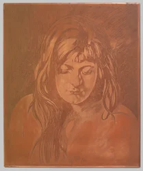 Cabeça de uma mulher com cabelo solto