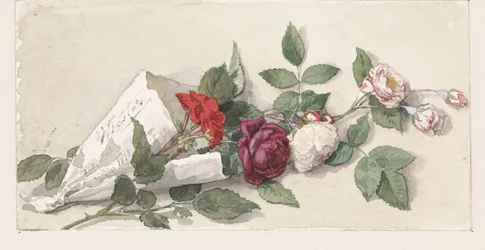 Bouquet de rosas e pelargonium