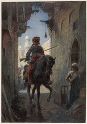 Cavaleiro turco em uma cidade