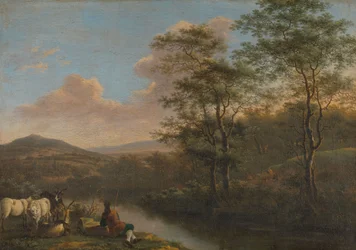 Paisagem italiana com um pastor em repouso