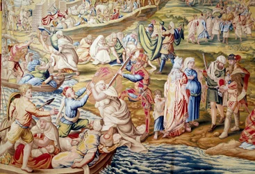 Conquista de Túnis pelo imperador Carlos V: violência infligida às mulheres pelas tropas espanholas em 1535 (tapeçaria)