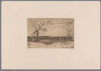 Paisagem com árvores nuas e lenhadores Carregando talhadia (título original)