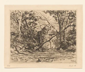Ruína numa floresta
Ruína com árvore arrancada (Lage Vuursche) (título original)