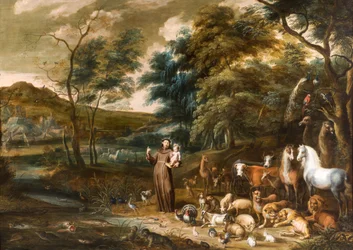 São Francisco com os animais (óleo sobre cobre)