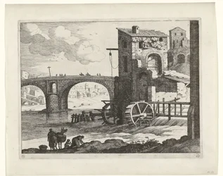 Ponte e moinho de água Paisagens italianas (título da série)