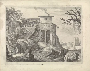 Paisagem italiana com pousada