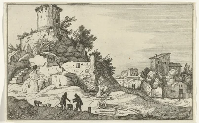 Ruína de uma torre
Ruínas romanas e paisagens costeiras (série 1) (título da série)