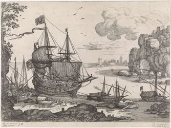 Navios em um porto Paisagens italianas (título da série)