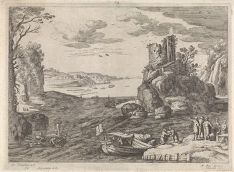 Vários navios numa baía
Paisagens italianas (título da série)