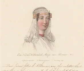 Cocar de uma garota de Alkmaar, 1816 Uma garota da Holanda do Norte de Alkmaar / Une Jeune d
