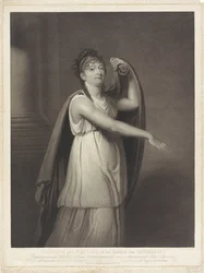 Retrato de Johanna Cornelia Ziesenis-Wattier Ziesenis b. Wattier, no personagem de Epicharis (título no objeto)