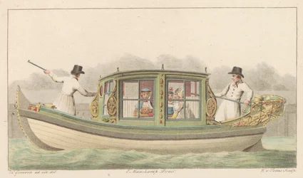 Caça à tenda de Zaan, 1816 A Noord-Hollandsch Tentjagtje no Zaan / Une barque de Compagnie nommée Tentjagje à Zaandam (título no objeto)