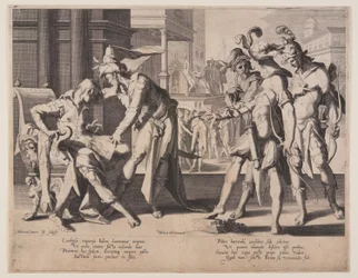 Cambises comandando o esfolamento, placa 6 de Tronos da Justiça (Thronus Iustitiae)
