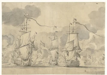 Batalha de Lowestoft em 13 de junho de 1665