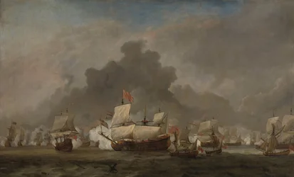 Batalha Naval entre Michiel Adriaensz de Ruyter e o Duque de York no Príncipe Real durante a Batalha de Solebay, 7 de junho de 1672: episódio da Terceira Guerra Anglo-Holandesa